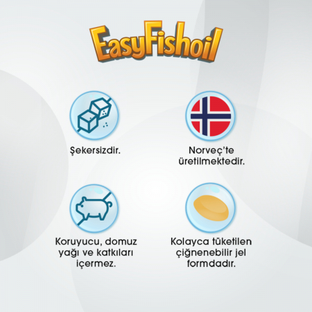 Easy Fish Oil Portakal ve Limon Aromalı Balık Yağı ve D Vitamini Çiğnenebilir