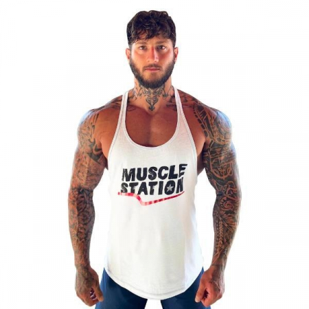 Musclestation Toughman Tank Workout Fitness Atlet Beyaz