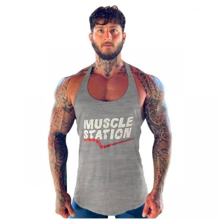 Musclestation Toughman Tank Workout Fitness Atlet Koyu Gri