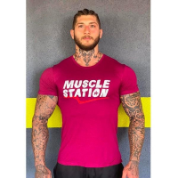 Musclestation Toughman Workout Fitness Erkek Tshirt Bordo