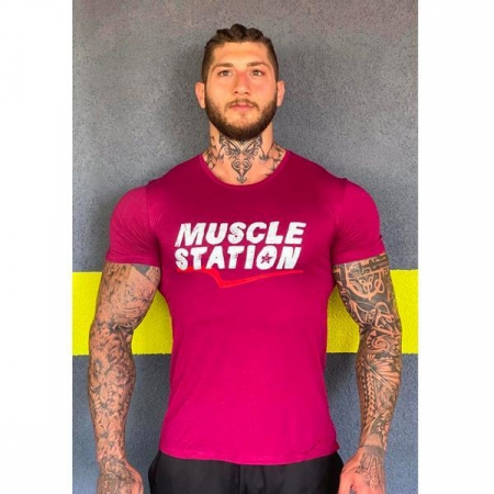 Musclestation Toughman Workout Fitness Erkek Tshirt Bordo