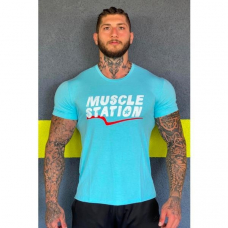 Musclestation Toughman Workout Fitness Erkek Tshirt Mavi
