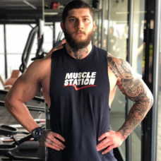 Musclestation Toughman Workout Fitness Erkek Kolsuz Tshirt Lacivert